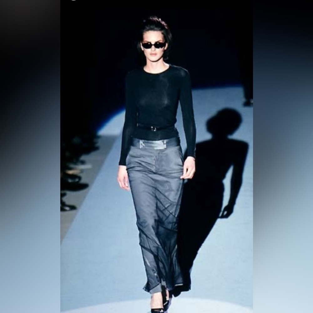 Gucci by Tom Ford Fall/Winter 1998 Grey Silk Maxi Cargo Evening Skirt Size IT 42